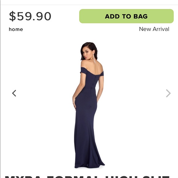 Navy blue off the shoulder dress - Picture 4 of 4